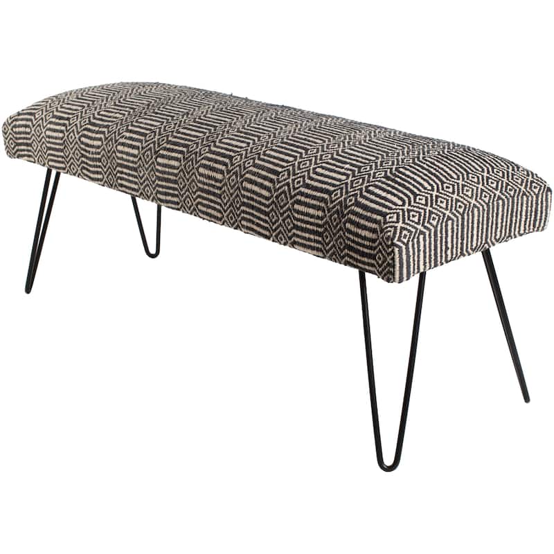 Amaye Mid-Century Modern Cotton and Metal Bench - 18"H x 48"W x 16"D