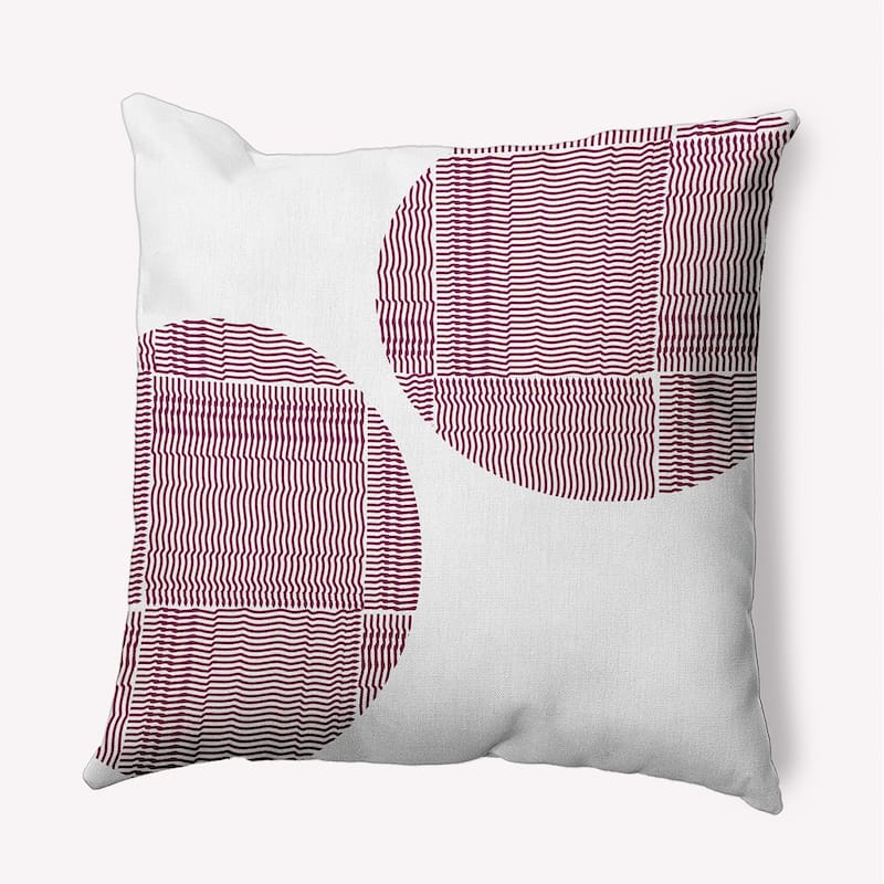 Circles and Squares Polyester Indoor Pillow - Maroon Red - 20" x 20"