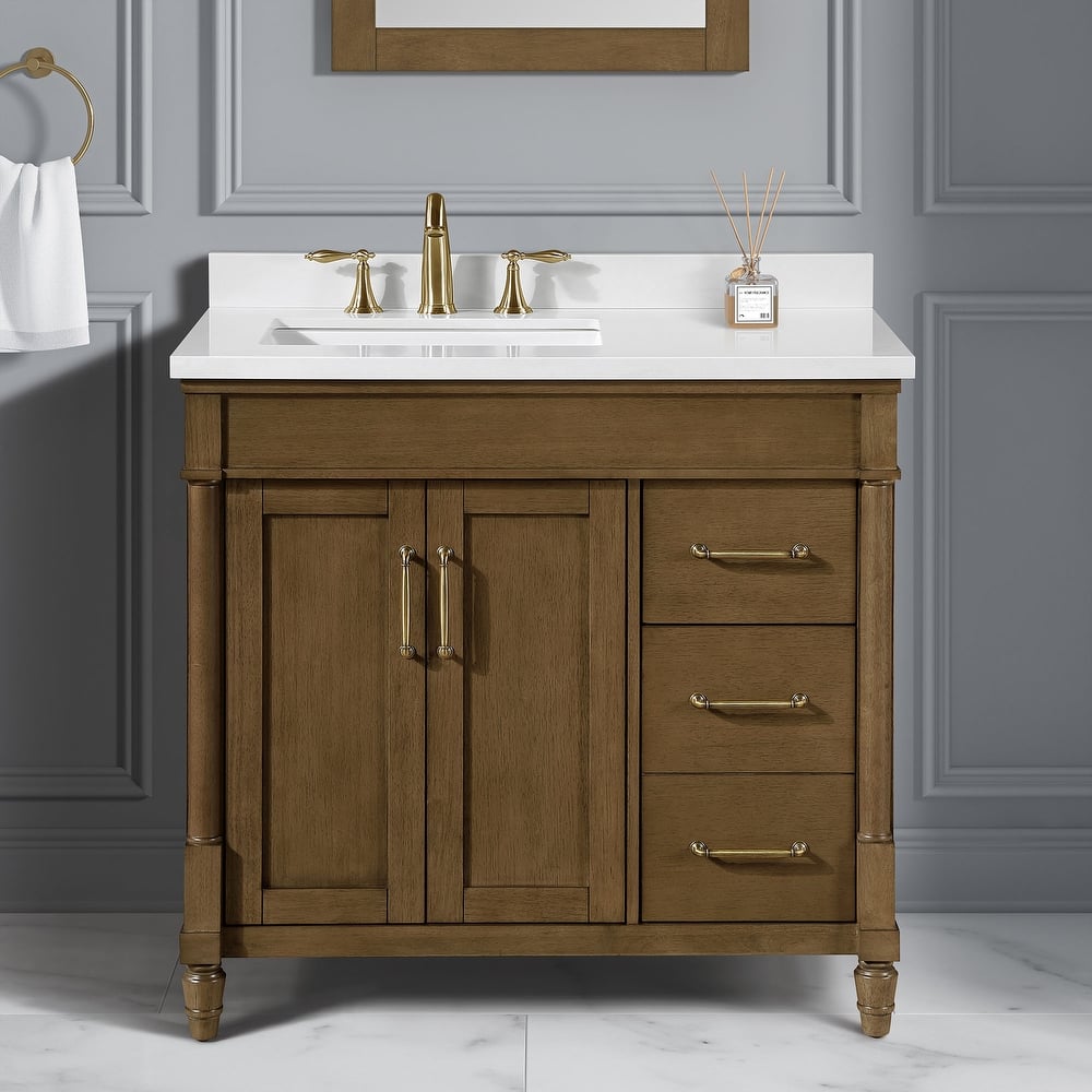 Salisbury Bathroom Vanity with White Engineered Marble Top