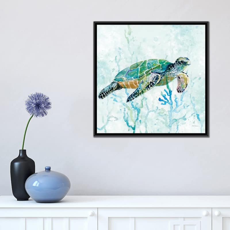 iCanvas "Sea Turtle Swim I" by Carol Robinson Framed Canvas Print