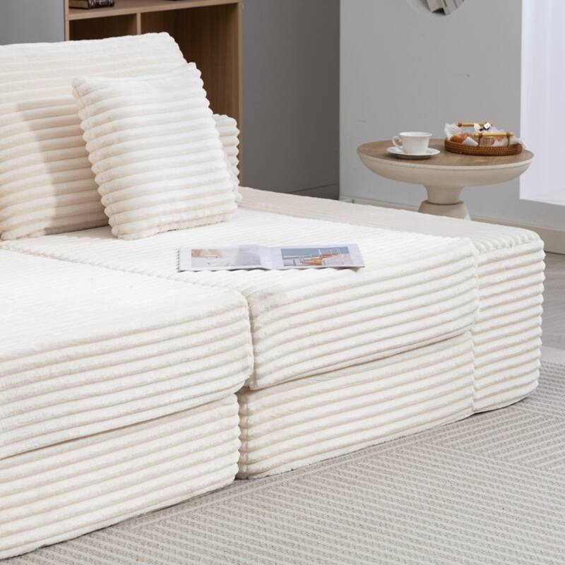 Double Lounge Chaise,Cloud Plush Sofa Bed,Upholstered Boneless Cloud Sofa Deep Seat