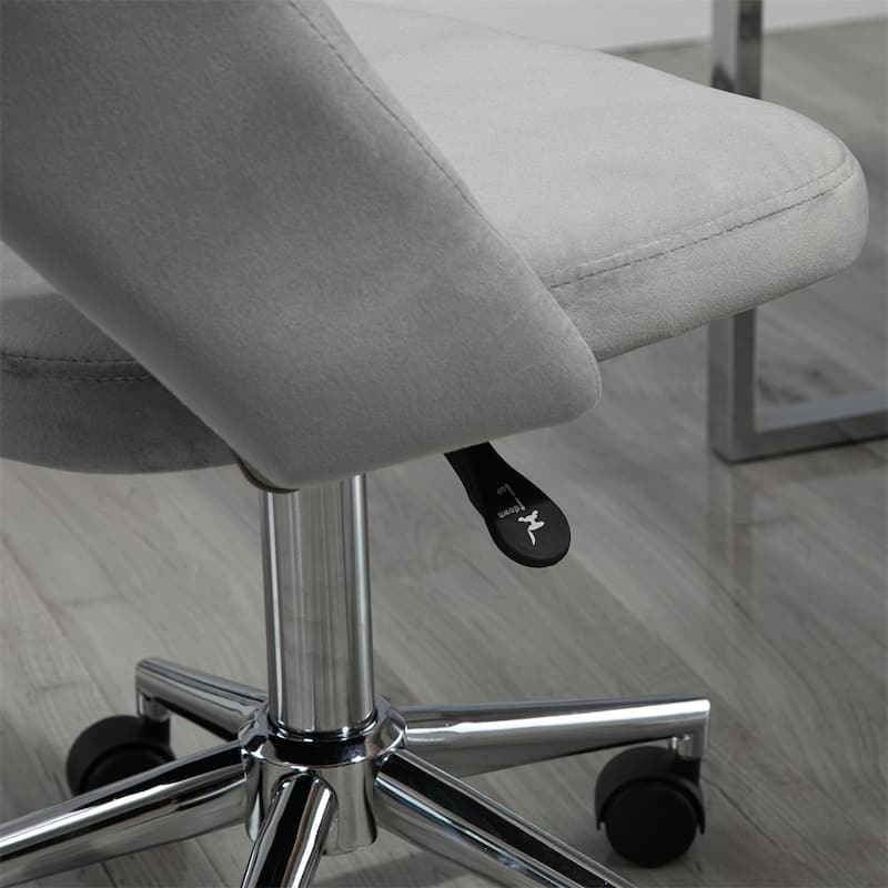 Adjustable Height Modern Swivel Velvet Armless Office Chair w/ Wheels - N/A
