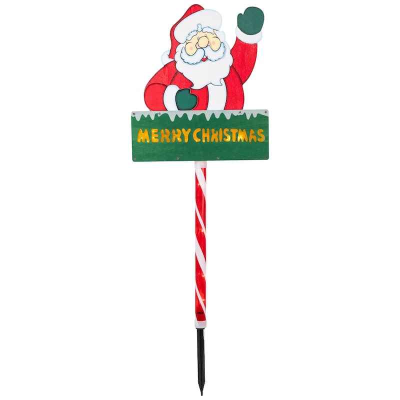 28" Lighted Santa Claus 'Merry Christmas' Lawn Stake - Clear Lights