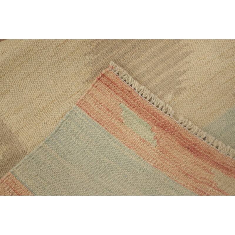 Hand Woven Oriental 100% Wool Carpet Southwestern Tribal Oranges & Rust Kilim Runner Rug - 9' 11'' X 2' 6''