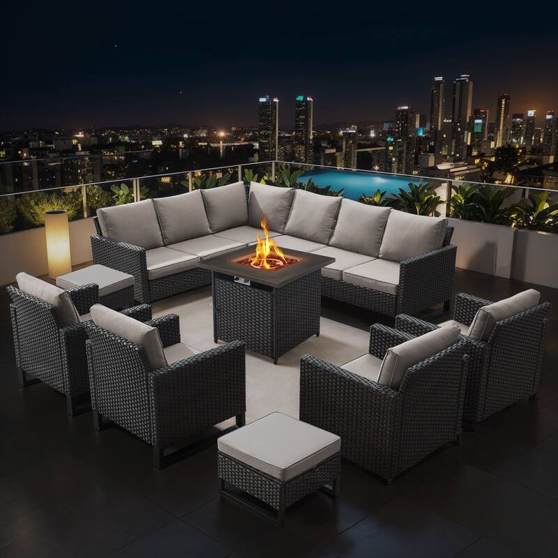 Gymojoy Outdoor Patio Sofa with Swivel Chairs Set