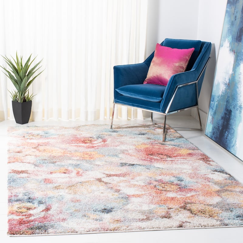 SAFAVIEH Calista Shag Hinnerika Abstract 1-inch Thick Rug - 8' x 10' - Rust/Ivory
