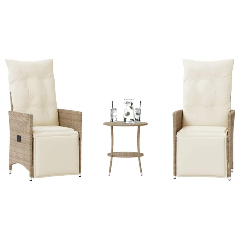 vidaXL Bistro Set Beige/Black/Brown/Grey - 23.2 x 22.0 x 36.2 - Beige and cream With footrest