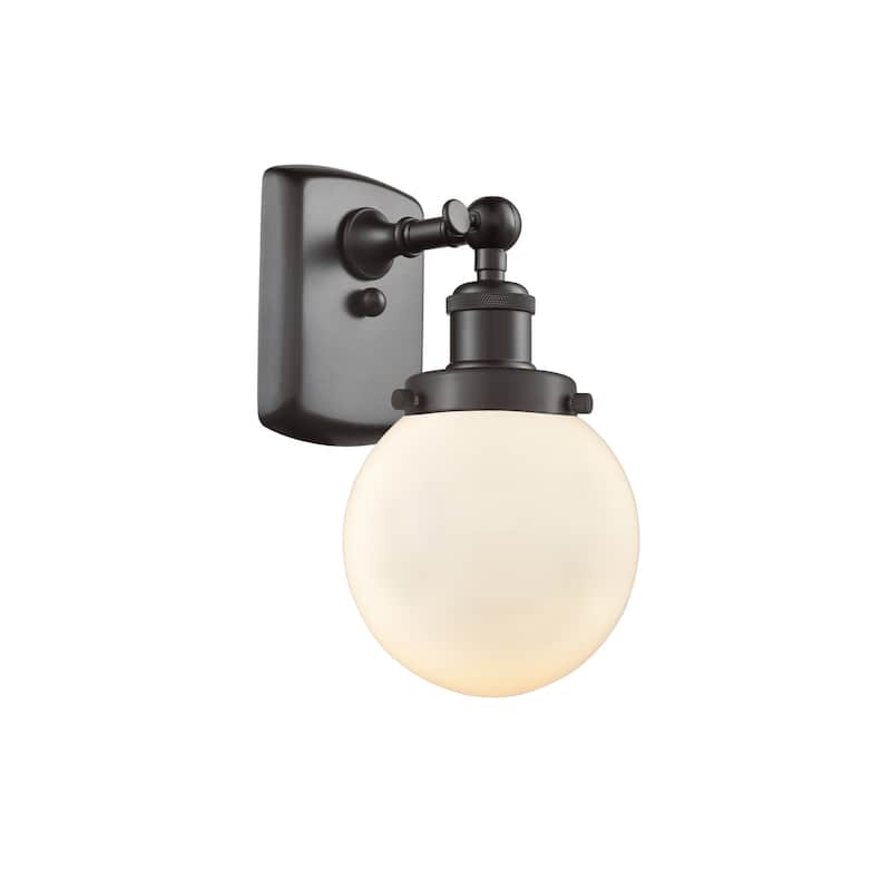 Innovations Lighting Beacon 6" Wide Bathroom Sconce - Oil Rubbed Bronze / Matte White