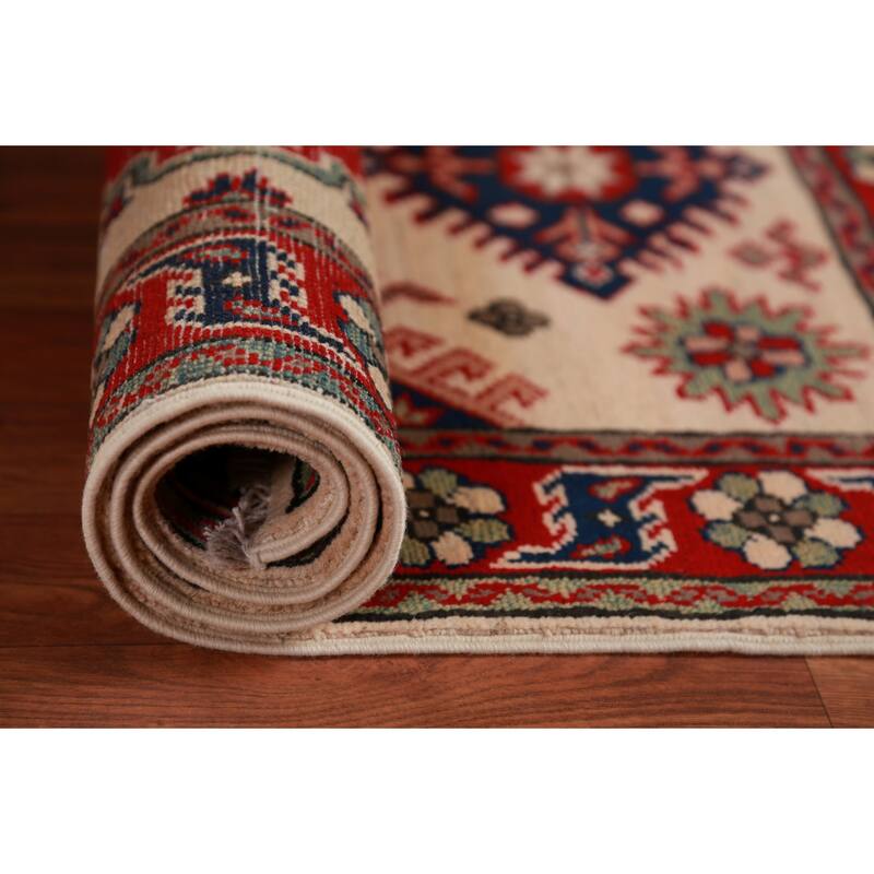 Ivory Kazak Foyer Rug Traditional Handmade Wool Carpet - 2'9"x 4'0"