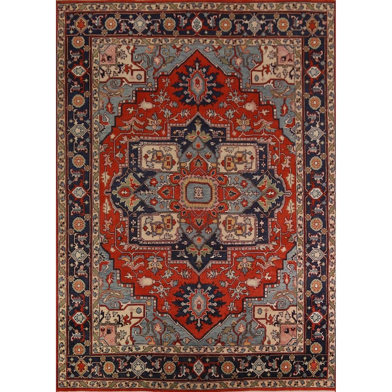 Traditional Heriz Serapi Indian Area Rug Handmade Wool Carpet - 8'11" x 11'11"