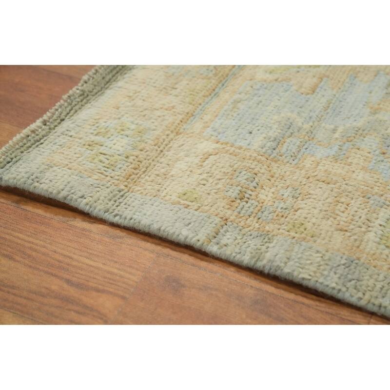 Vegetable Dye Wool Oushak Turkish Large Rug, Floral Geometric Carpet - 14' 2'' X 12' 4''