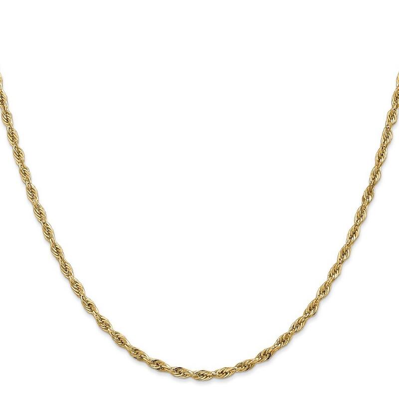 Curata 14k Yellow 9" 2.8mm Semi solid Rope Chain Anklet