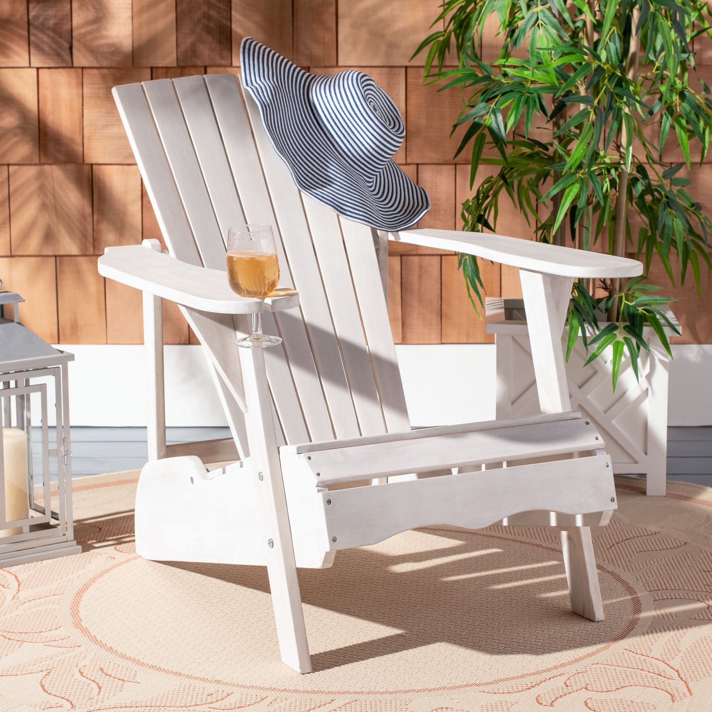 Safavieh Outdoor Living Vista Antiqued White Acacia Wood Vista Antiqued White Acacia Wood