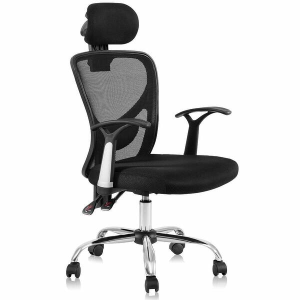 Shop Costway Ergonomic Mesh High Back Office Chair Headrest Black Overstock 17941480
