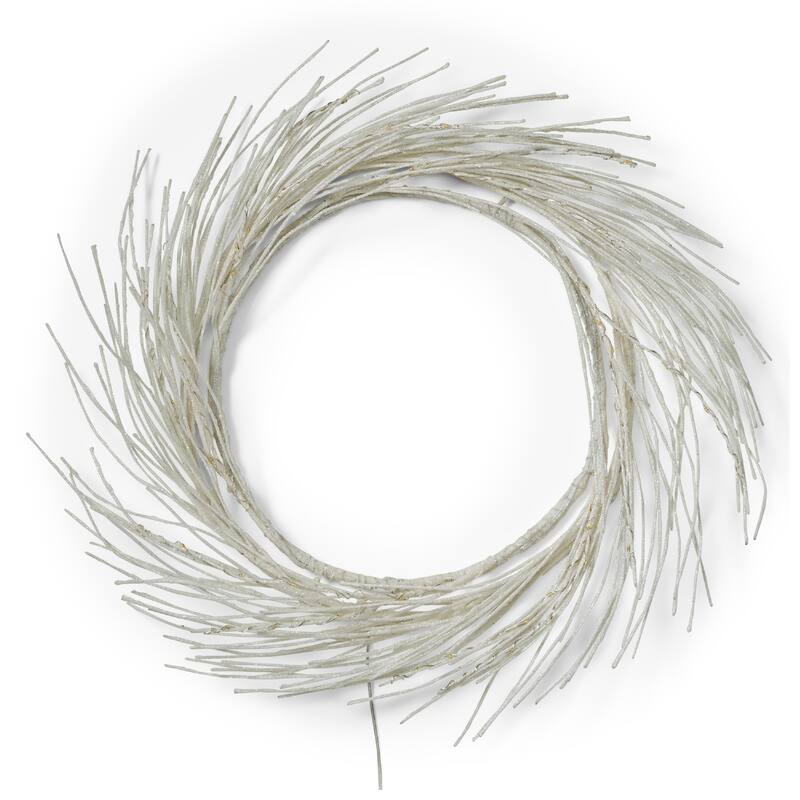 Eko Decorative Wreath, LED Lights, Natural Beige Iron, 24 Inch