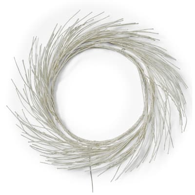 Eko Decorative Wreath, LED Lights, Natural Beige Iron, 24 Inch