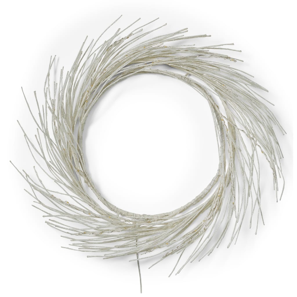 Eko Decorative Wreath, LED Lights, Natural Beige Iron, 24 Inch