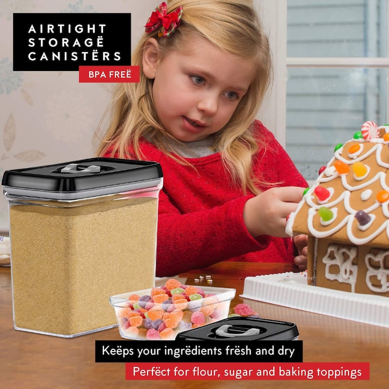 Large Airtight Food Storage Containers Clear Plastic Bulk Food Pantry & Kitchen Storage Containers,Sugar & Baking Supplies 4 Pcs