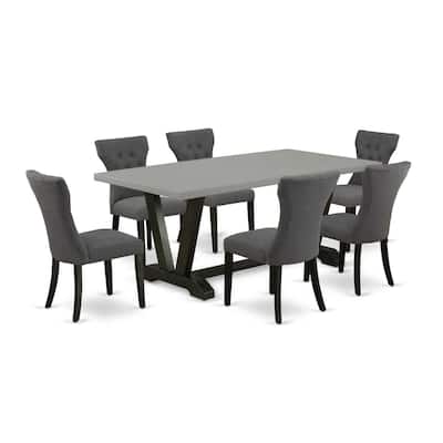 Vintage 7-Piece Dining Set - Hardwood Table & 6 Elegant Chairs - Mahogany Finish - 72