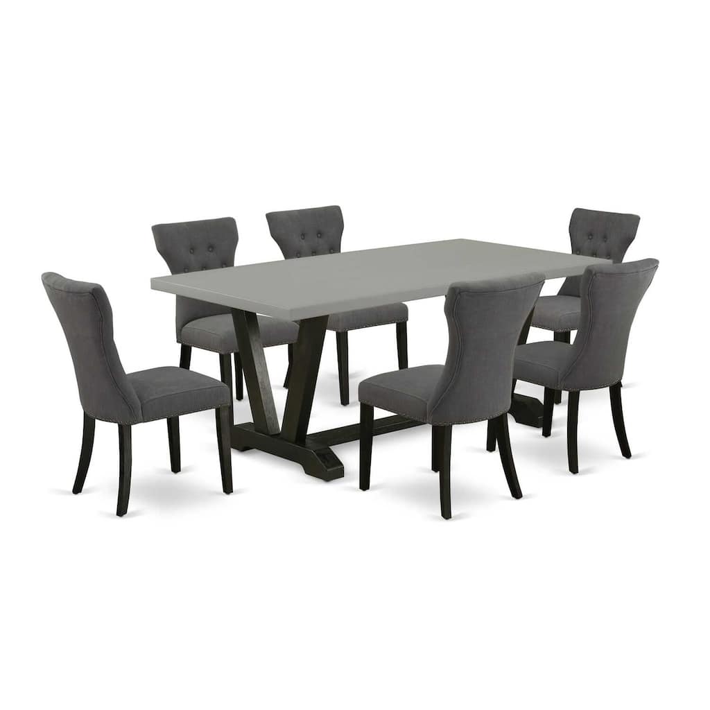 Vintage 7-Piece Dining Set - Hardwood Table & 6 Elegant Chairs - Mahogany Finish - 72