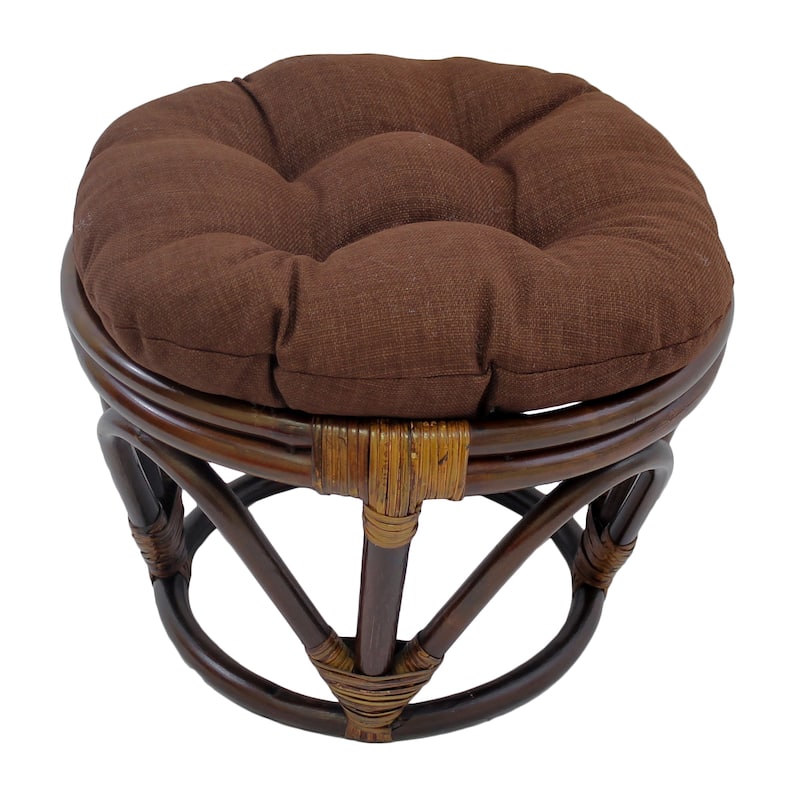 Bali 18-inch Footstool with Solid Outdoor Cushion - Cocoa