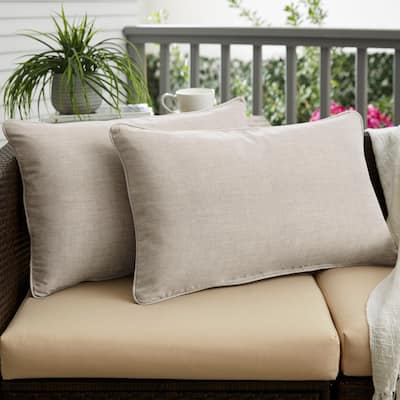 Sunbrella Cast Silver Indoor/Outdoor 16x26 Corded Lumbar Pillow (Single) - 16 in x 26 in
