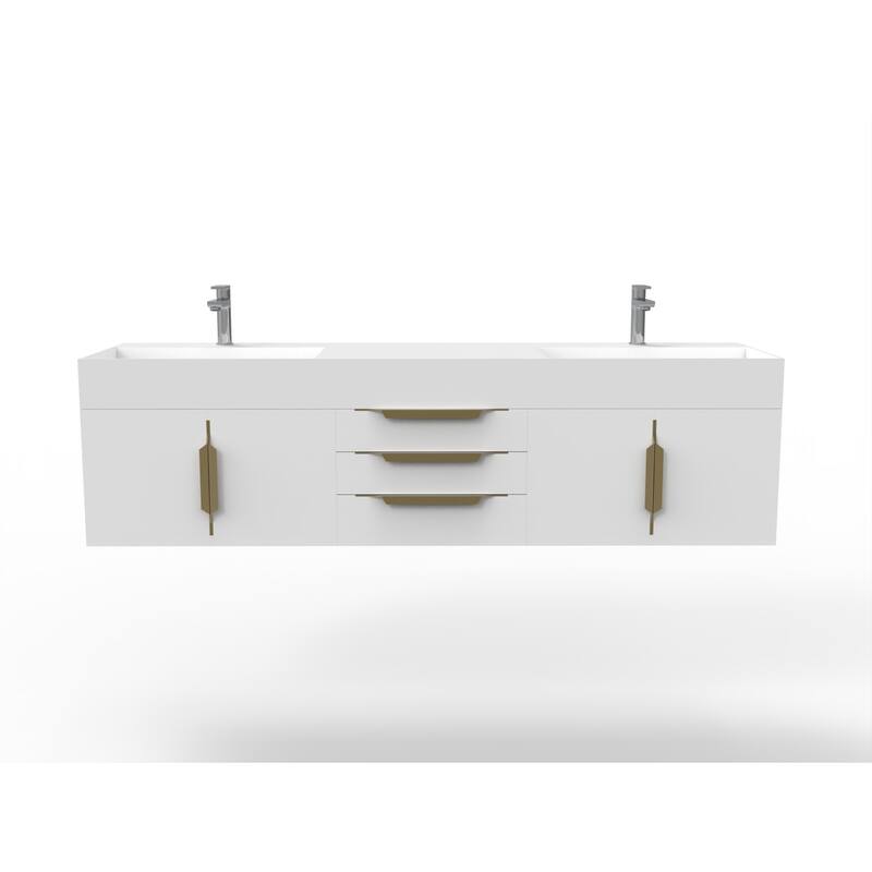 Amazon 72" Wall Mounted Bathroom Vanity Set w/ White Top