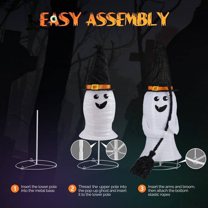 4Ft Halloween Collapsible Ghost Decorations