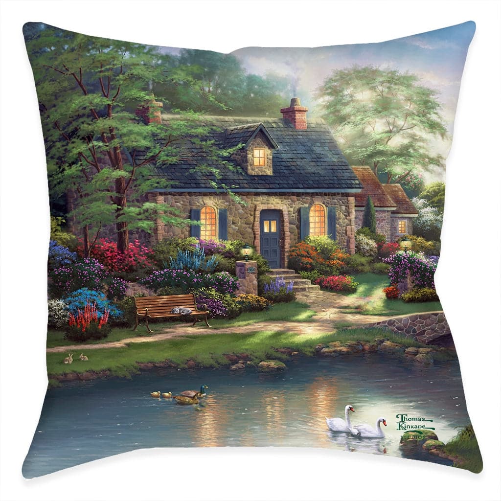 Thomas Kinkade Stoney Creek Cottage Indoor Decorative Pillow by Laural Home