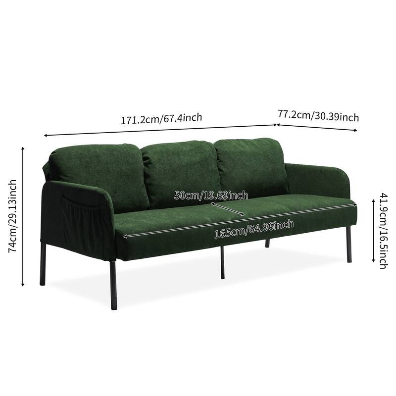 67.72" Fabric 3-Seater Sofa for Small Spaces with Soft Fabric