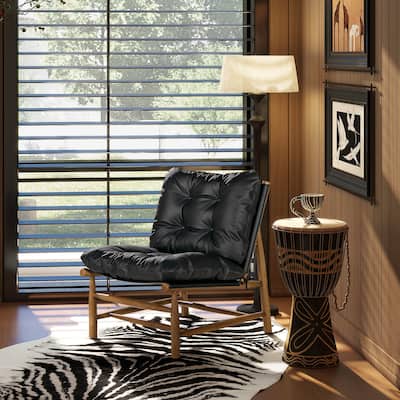 Oxford 26.5" Mid-Century Modern Tufted Leather Accent Chair
