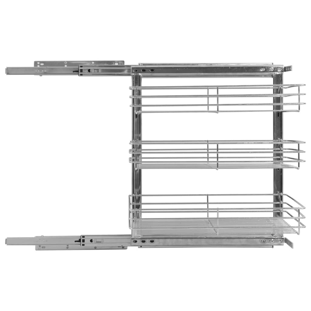 vidaXL 3-Tier Pull-out Kitchen Wire Basket Silver 18.5