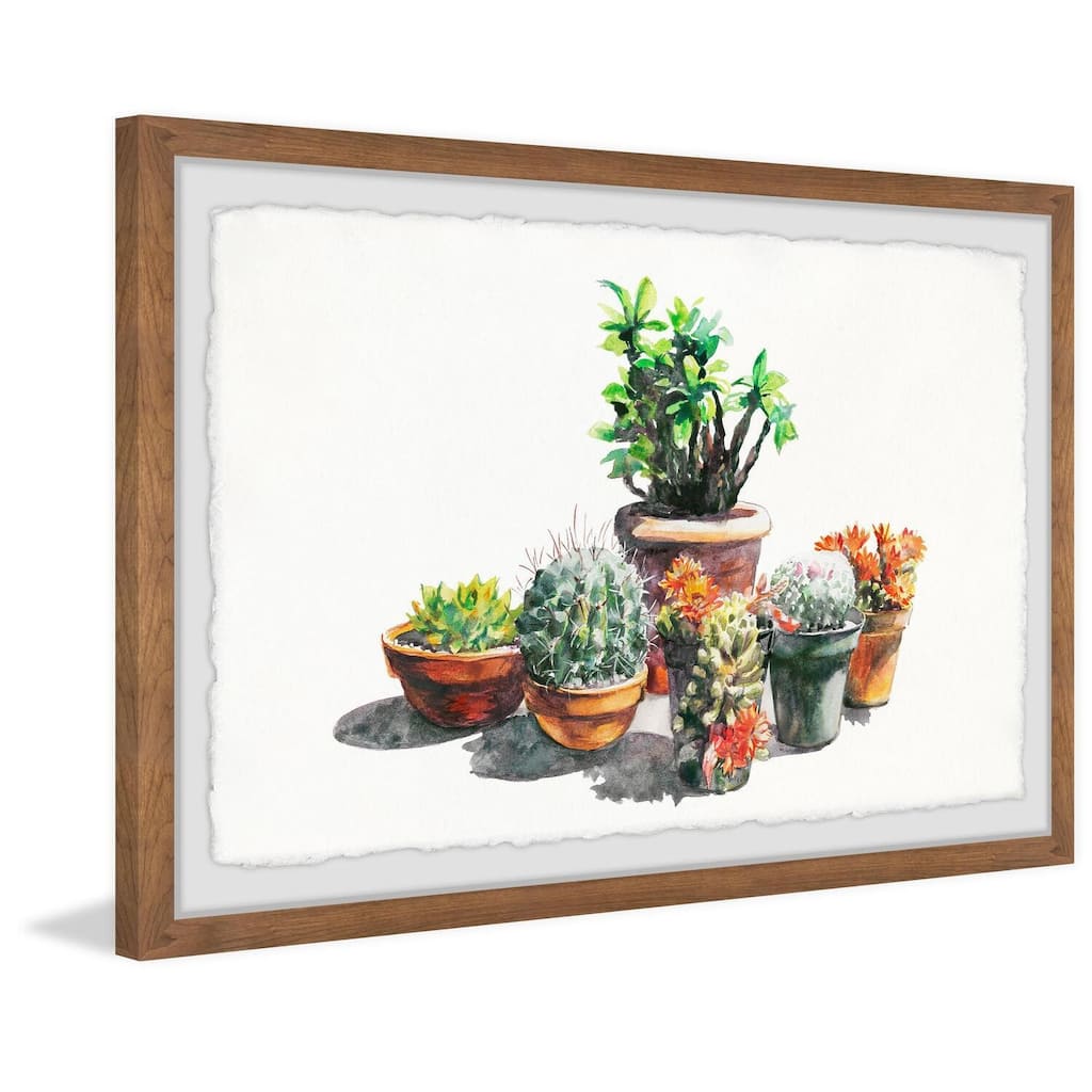 Potted Plant Arrangement Framed Wall Art, Nature-Inspired Accent - Refreshing Botanical Touch for Your Walls