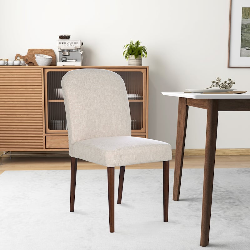 Mizu Solid Wood Japandi Style Linen Dining Chair (Set of 2)