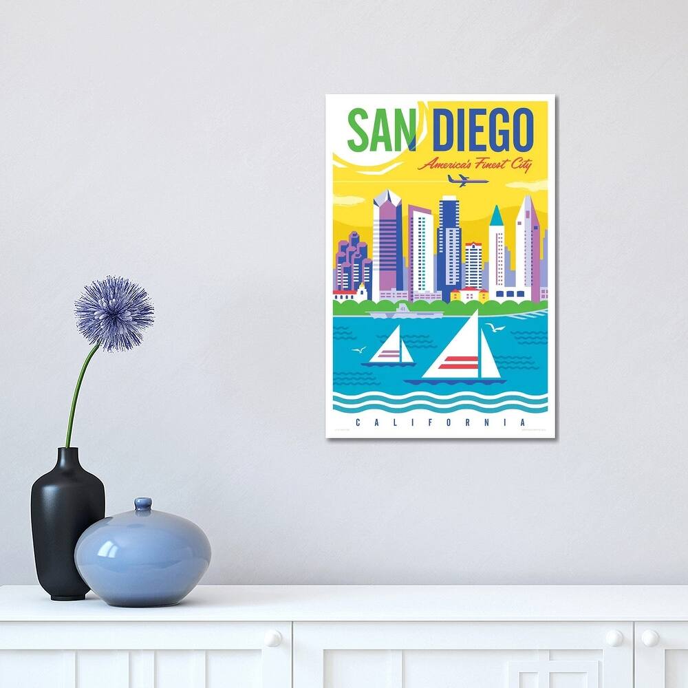 iCanvas "San Diego Travel Poster" by Jim Zahniser Canvas Print