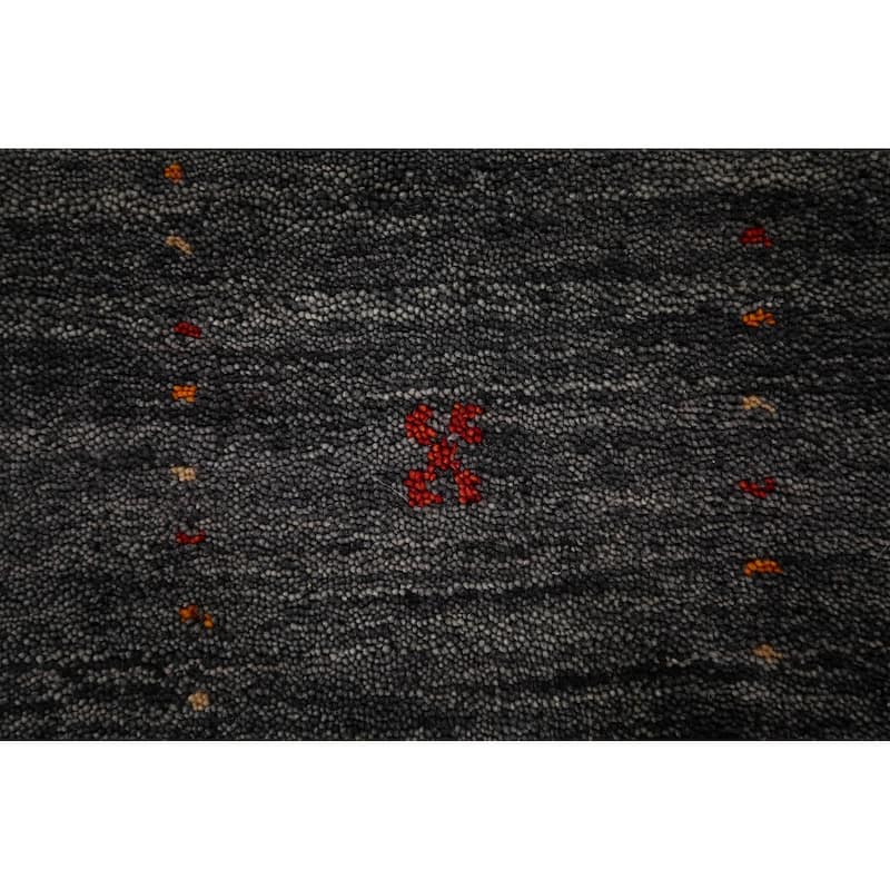 Tribal Gabbeh Indian Area Rug Handmade Grey Wool Carpet - 8'4" x 9'9"