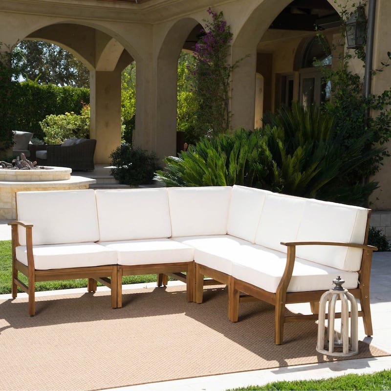 Perla Outdoor 5-piece Chat Set by Christopher Knight Home - Cream