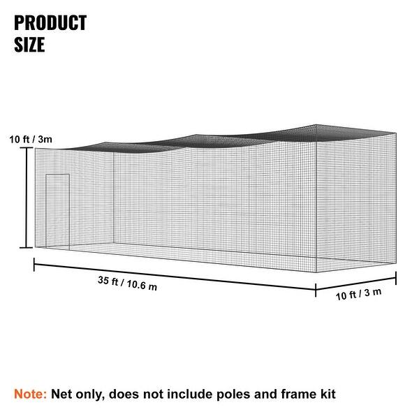 Baseball Batting Netting with Door & Carry Bag, Heavy Duty Enclosed PE Netting, 35FT - 35 feet
