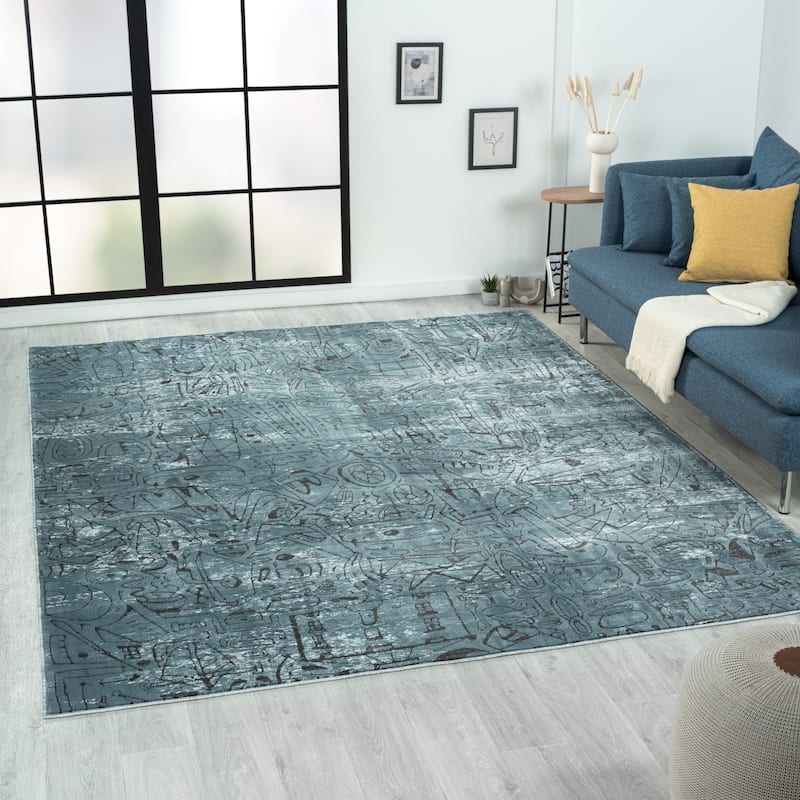 Katie Merz BKLYNWRKS Street Art Area Rug - 7'7" x 9'6" - Blue Slate