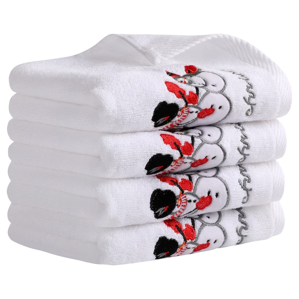 Christmas Cotton Hand Towels, Cute Letter Print Bathroom Decorative Hand Towel Set, Absorbent Soft Towel for Hand Face