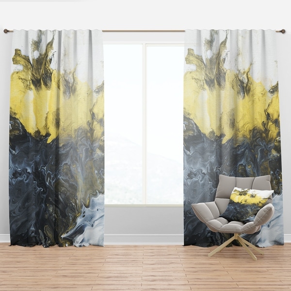 Designart 'Grey, Yellow and White Hand Painted Marble Composition' Mid-CenturyCurtain Panel. Opens flyout.