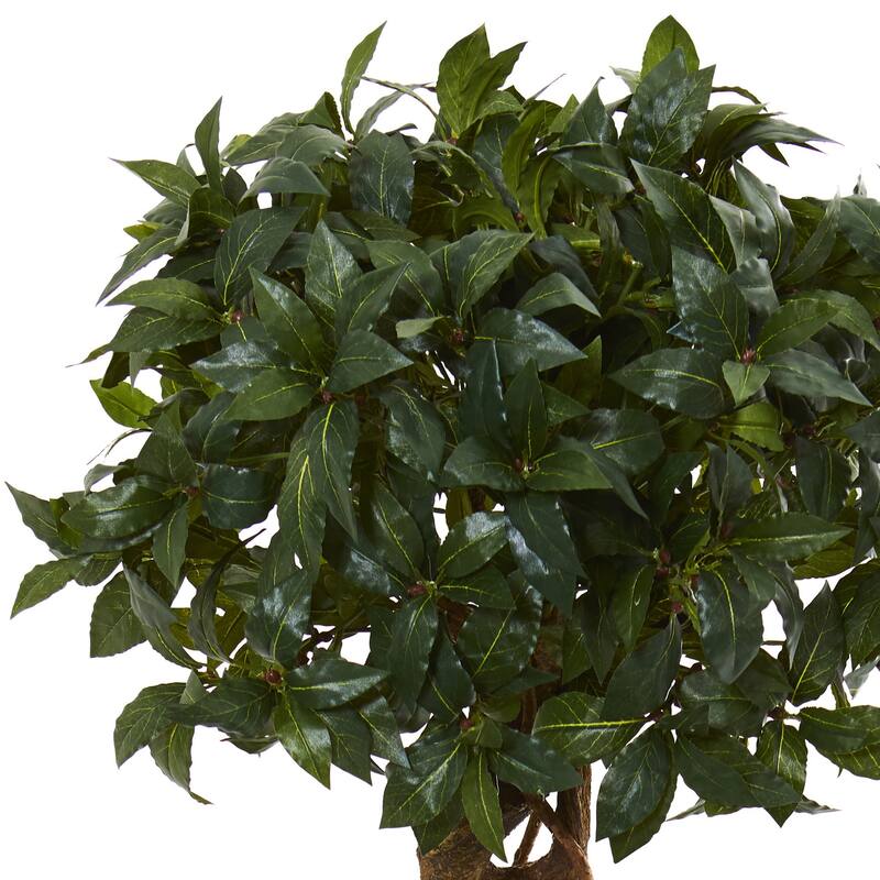 Artificial Topiary Tree 4.5Ft Indoor Outdoor Double Bay Tree in Planter - Green - 51-60 Inches