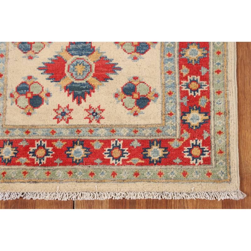 Geometric Kazak Oriental Runner Rug Handmade Wool Carpet - 2'3" x 6'0"