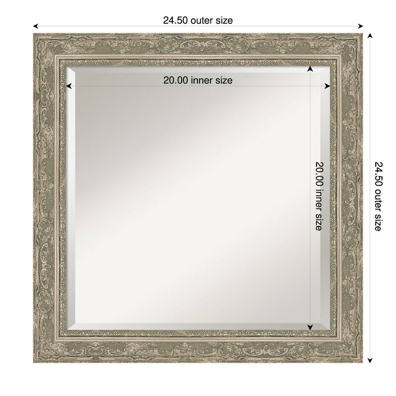 Filigree Beveled Framed Bathroom Vanity Wall Mirror - 25 x 25 in - Filigree Silver