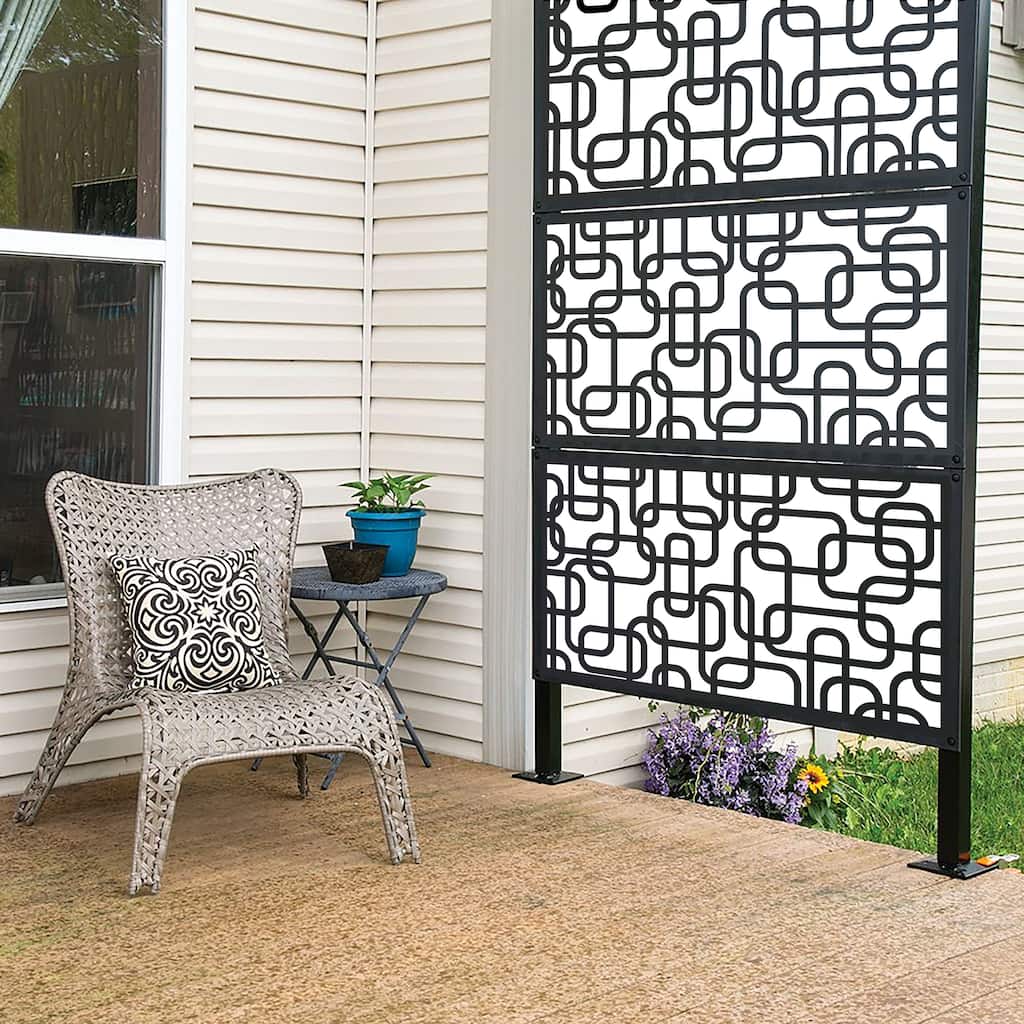 HighlanderHome Freestanding Modular Metal Privacy Screen, 4FtX 6Ft