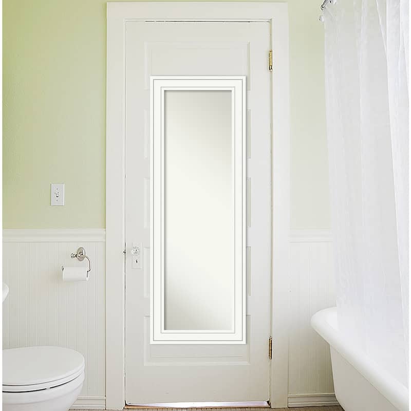 Non-Beveled Wood Full Length On The Door Mirror - Craftsman Frame - Outer Size: 19 x 53 in