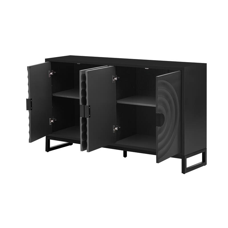 Accent Buffet Cabinet Rubber Wood Veneer Storage Cabinet