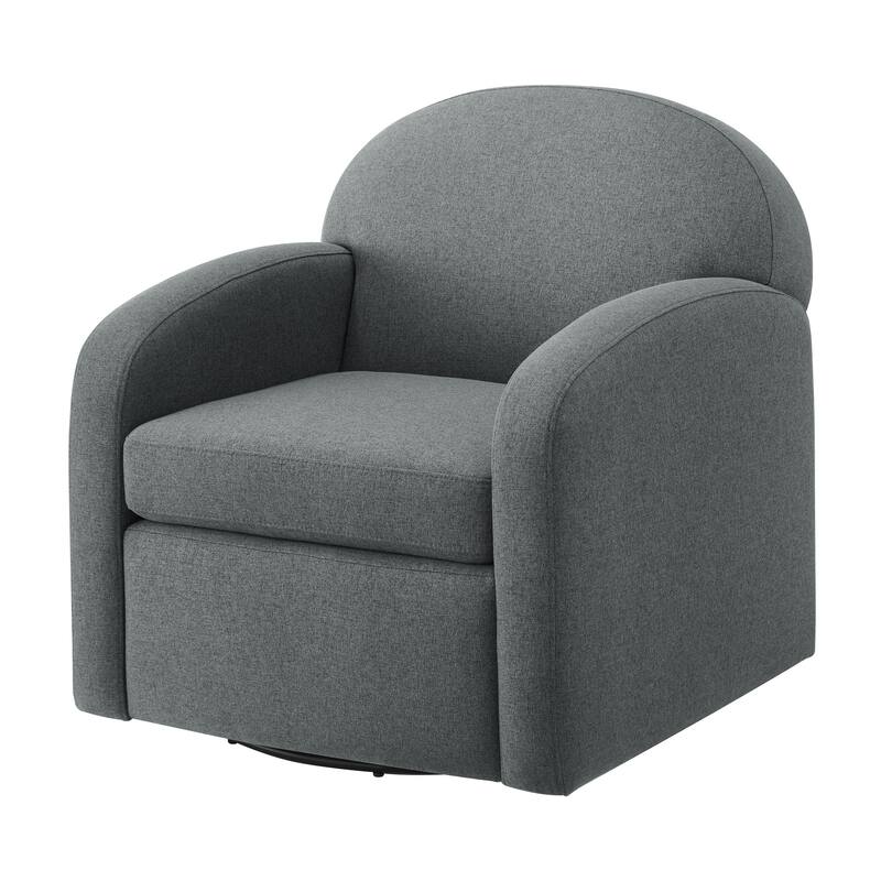 Gray Fabric Swivel Chair 33 Inch Edie Collection Barrel Style Removable Cushion