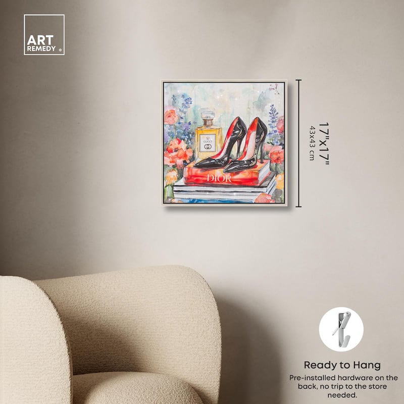 Lovely Garden Books and Heels Canvas by Art Remedy