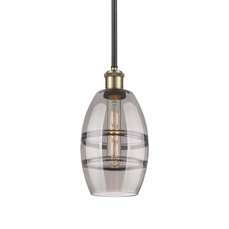 Innovations Lighting 516-1S-9-6 Vaz Pendant Vaz 6" Wide Mini Pendant - Black Antique Brass / Light Smoke